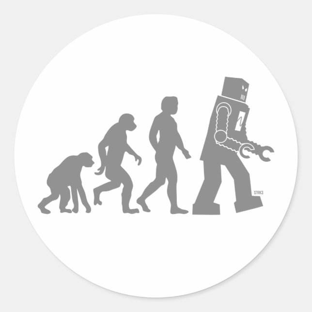 Redonda Robot Evolution Pegatina (Anverso)