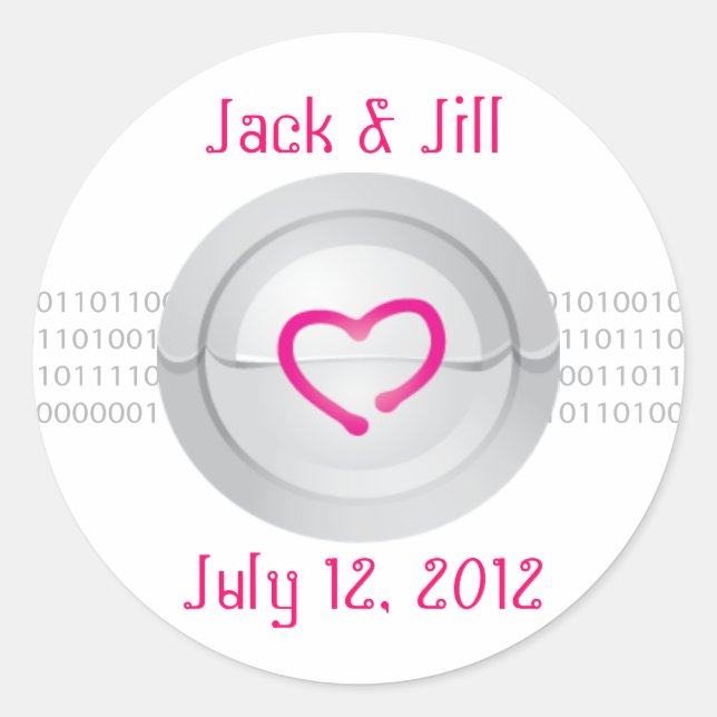 Redonda Robot Love Monogram Pegatina (Anverso)