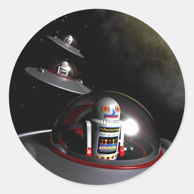 Redonda ROBOT - Pegatina de 7 salchichas (Anverso)