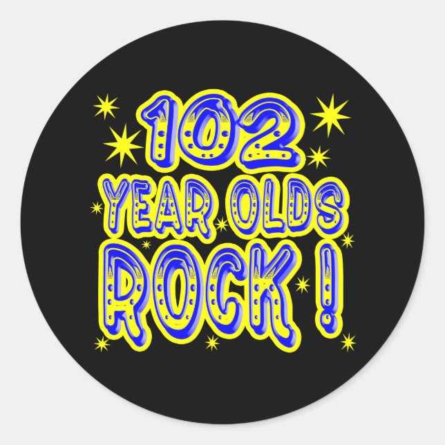 Redonda ¡Rock de 102 años! (Azul) Pegatina (Anverso)