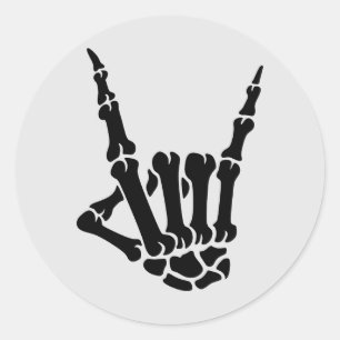 Redonda Rock On Skeleton Hand Pegatina