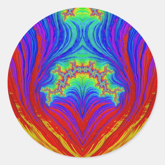 Redonda Rojo Amarillo Verde Azul ~ Clásico Pegatina redond (Anverso)