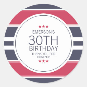 Redonda Rojo perrito, blanco y azul Gracias Pegatina