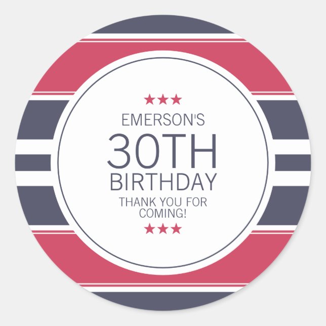 Redonda Rojo perrito, blanco y azul Gracias Pegatina (Anverso)