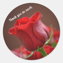 Redonda Rojo rosa gracias pegatina