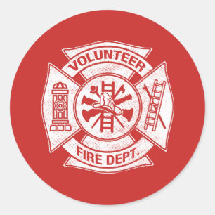 Redonda Rojo voluntario del pegatina del bombero