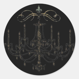 Redonda Romance con un candelabro ~ Pegatina Boda