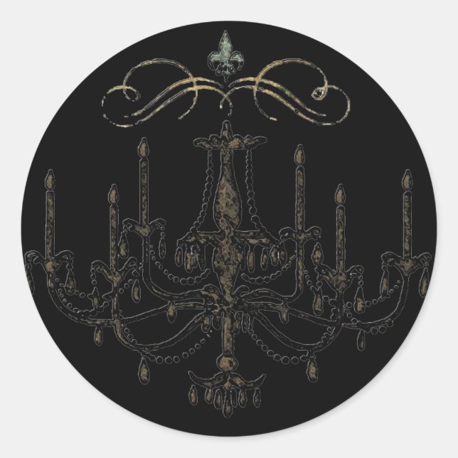 Redonda Romance con un candelabro ~ Pegatina Boda (Anverso)