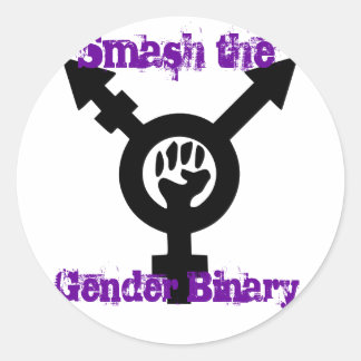 Redonda Romper la pegatina transfeminista binaria de géner
