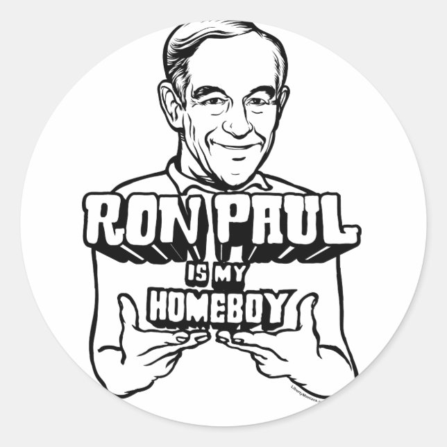 Redonda Ron Paul Es Mi Pegatina Homeboy (Anverso)