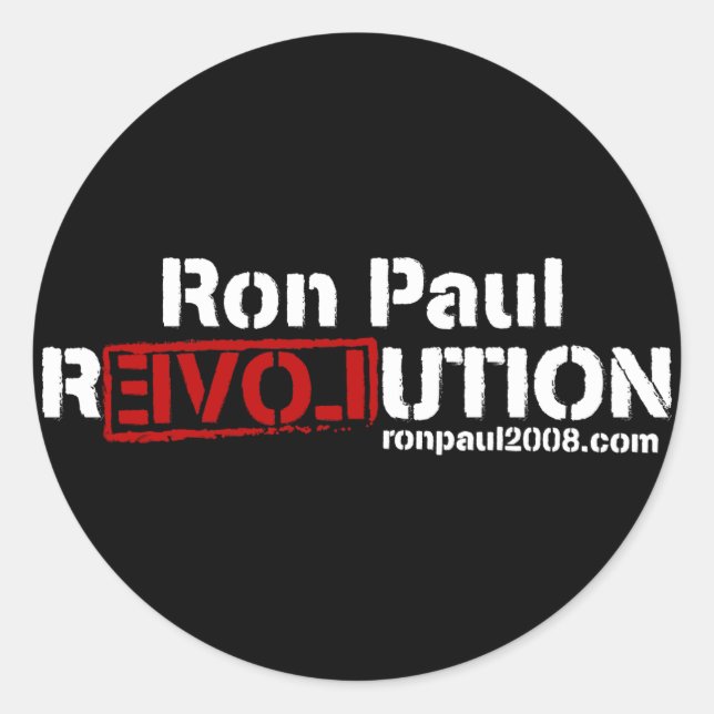 Redonda Ron Paul Revolution Pegatina (Anverso)