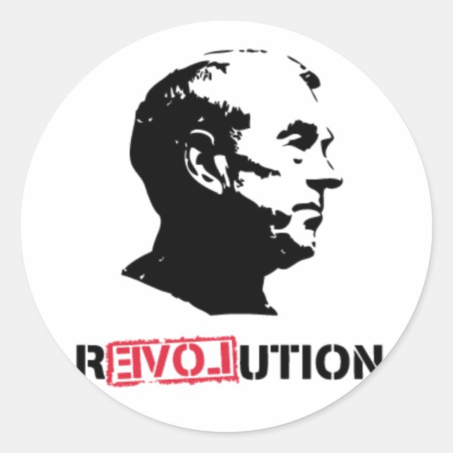 Redonda Ron Paul Revolution pegatina (Anverso)