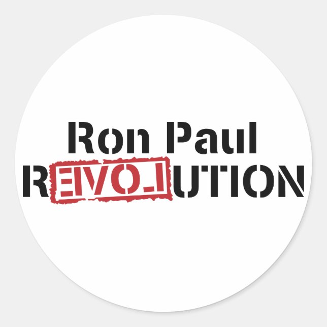 Redonda Ron Paul Revolution Round Pegatina (Anverso)