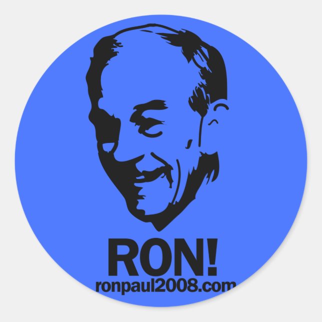 Redonda Ron Paul "¡Ron!" Paquete Pegatina redondo (Anverso)