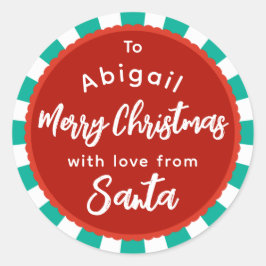 Redonda Ropa roja y verde del pegatina de regalo de Santa
