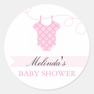 Redonda Ropa rosa línea Pegatina Baby Shower moderno