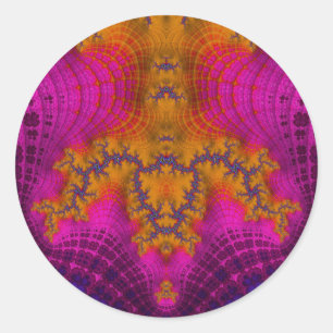 Redonda Rosa Azul Amarillo~ Pegatina redondo clásico