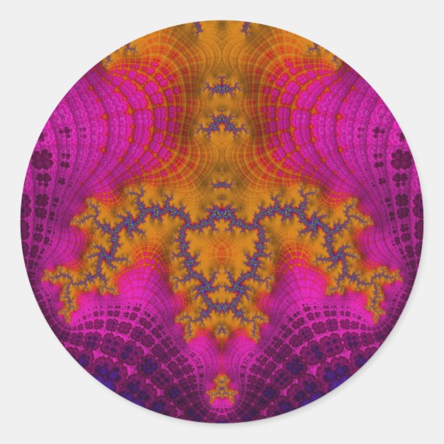 Redonda Rosa Azul Amarillo~ Pegatina redondo clásico (Anverso)