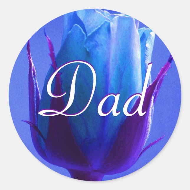 Redonda Rosa azul de papá Pegatina (Anverso)