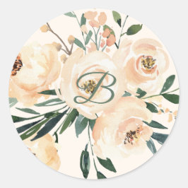 Redonda Rosa beige boda floral pegatina