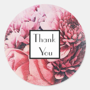 Redonda Rosa Chrysanthemum Gracias Boda Pegatina de Regalo