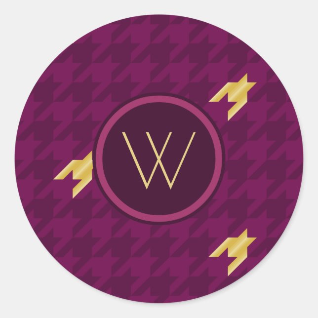 Redonda Rosa con Pegatina Houndstoth de acento dorado (Anverso)