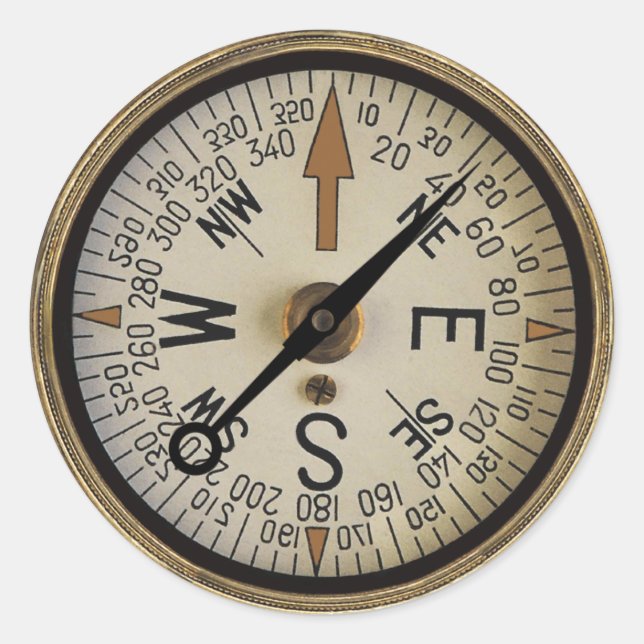 Redonda Rosa de brújula 1 Pegatina (Anverso)