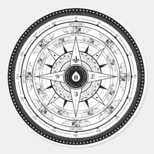 Redonda Rosa de compás - pegatina (blanco)