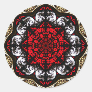 Redonda Rosa de cráneo barroco Pegatina