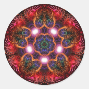 Redonda rosa de estrellas Pegatina