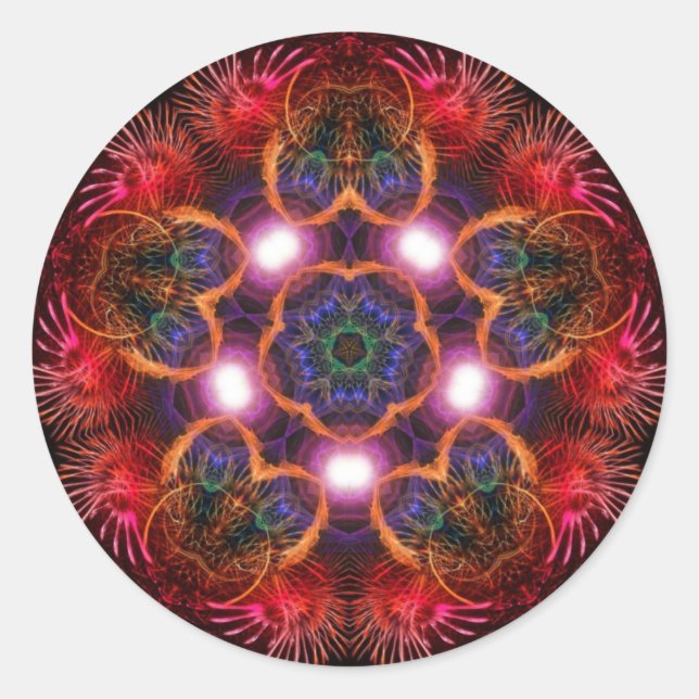 Redonda rosa de estrellas Pegatina (Anverso)