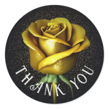 Rosa de oro Pegatina redondo clásico