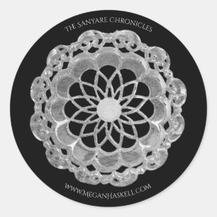 Redonda Rosa de sombra Mandala Pegatina - Plata y Negro