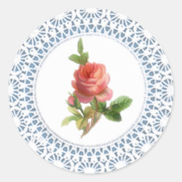 Redonda Rosa Doily Pegatina