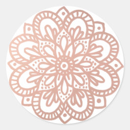 Redonda Rosa Gold Mandala Pegatina de flores