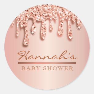 Redonda Rosa Gold Sparkle Drippy Drippy Pegatina Baby Show