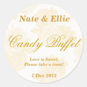 Redonda Rosa Gold Vintage Candy Buffet Pegatina