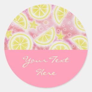 Redonda Rosa Lemonade 'Tu texto' pegatina redondo rosa