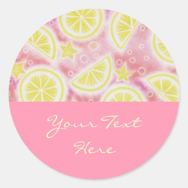 Redonda Rosa Lemonade 'Tu texto' pegatina redondo rosa (Anverso)