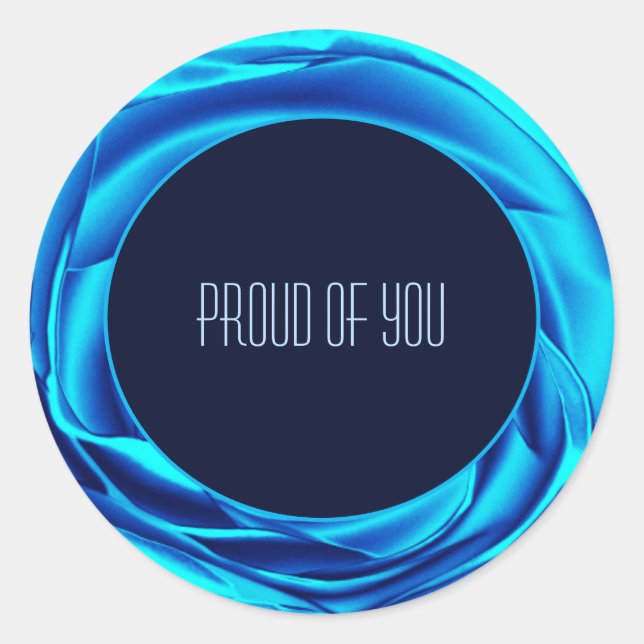 Redonda Rosa metálico Pegatina redondo azul (Anverso)