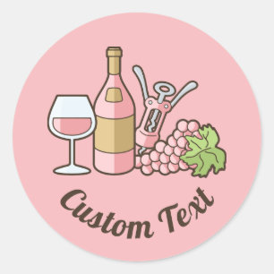 Redonda Rosa Pegatina de vino