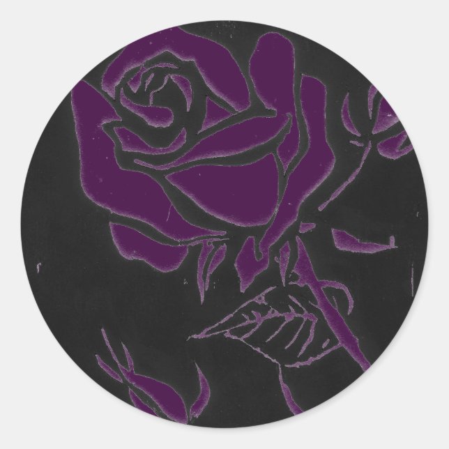 Redonda rosa Pegatina floral oscuro #4 (Anverso)