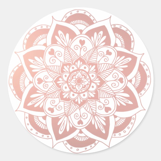 Redonda Rosa Pegatina Mandala (Anverso)