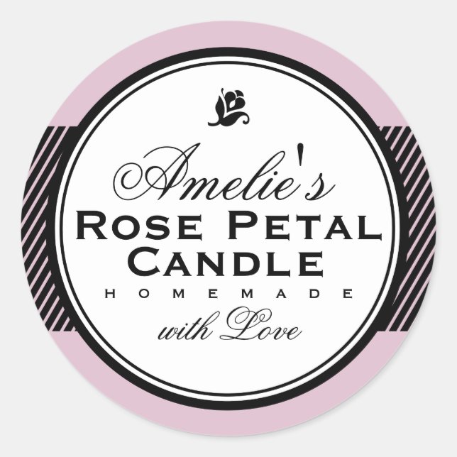 REDONDA ROSA | PEGATINA PERSONALIZADO SOAP & CANDLE (Anverso)