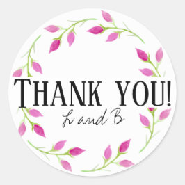 REDONDA ROSA PERSONALIZADO GRACIAS PEGATINA