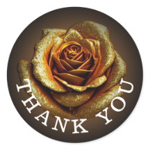 Rosa Purpurina Dorado Pegatina redondo clásico