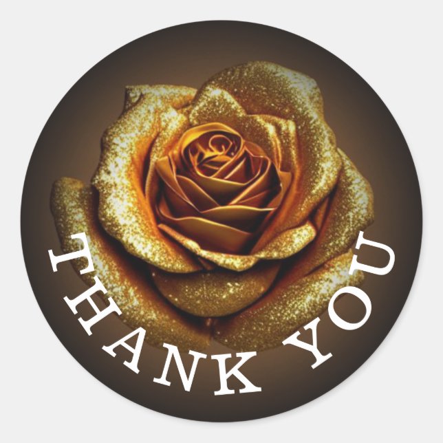 Redonda Rosa Purpurina Dorado Pegatina redondo clásico (Anverso)