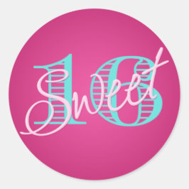 Redonda Rosa y Aqua Sweet 16 Pegatina