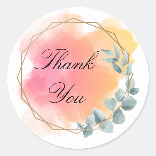 Redonda Rosa y Hermoso Gracias Pegatina (Anverso)