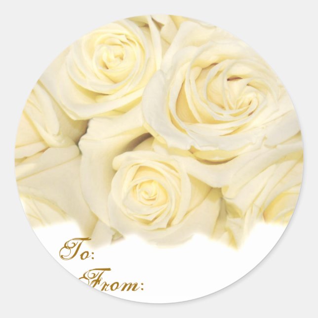 Redonda Rosas Saludos_ Pegatina (Anverso)